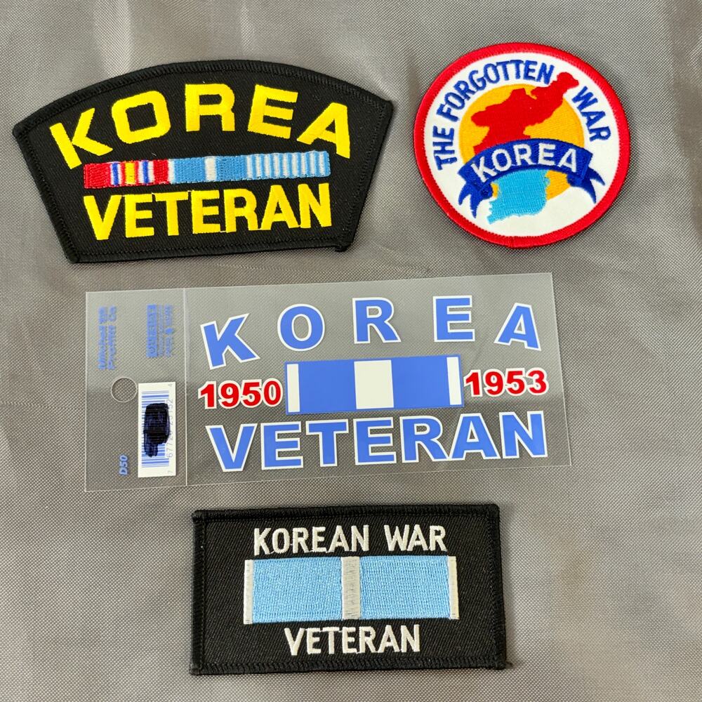 Korean War Veteran Patch & Decal Lot Modern Military Hero Forgotten War 1950-53